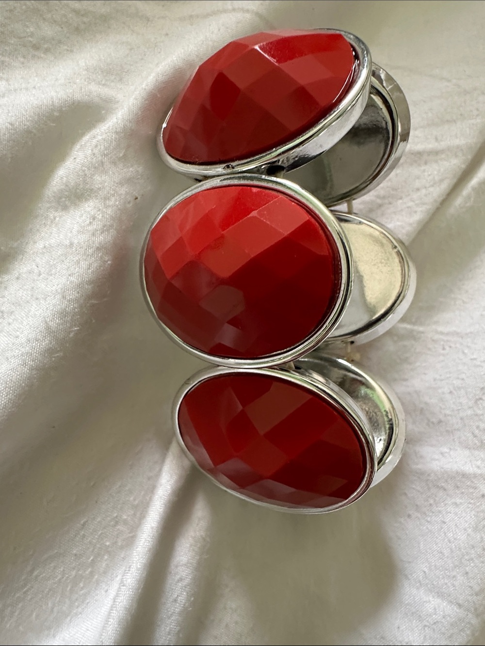 Red Faceted Statement Bracelet - Women's Fashion Jewelry - Picture 5 of 5